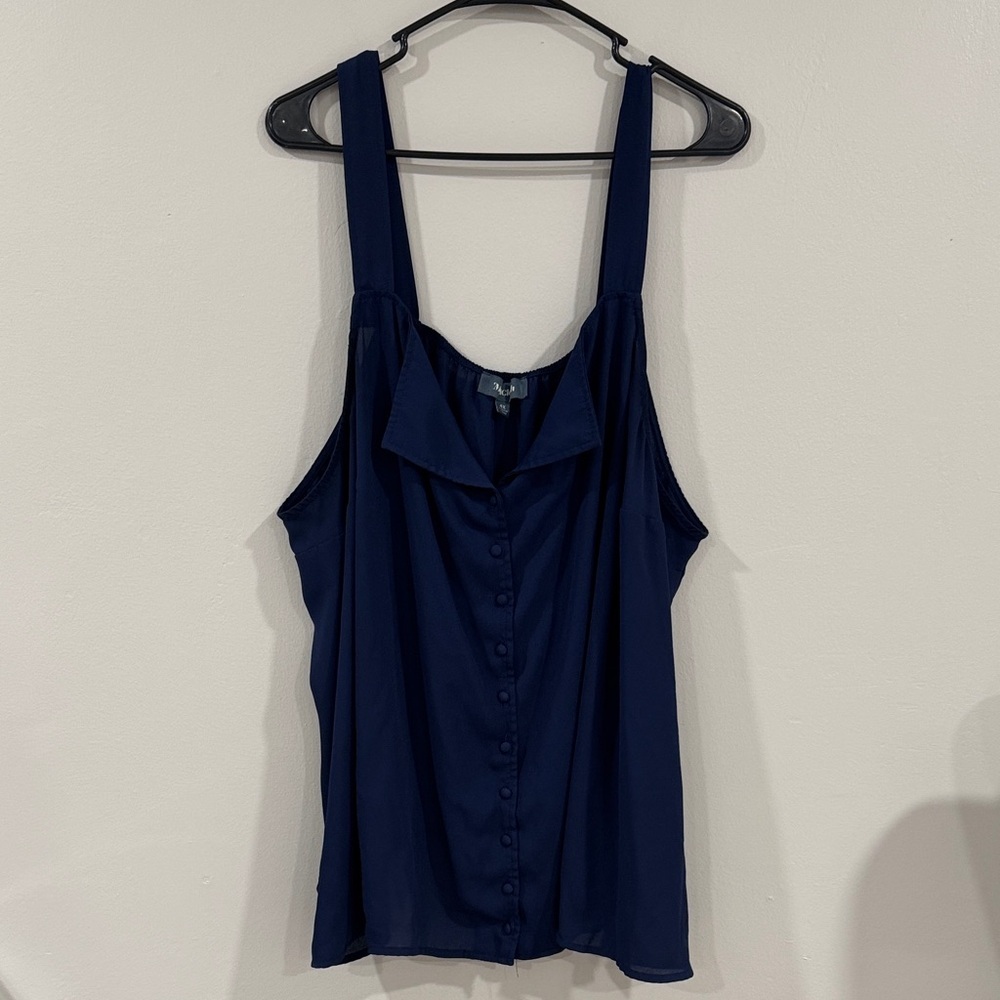 Modcloth Navy Button-Front Sleeveless retro Women's Top